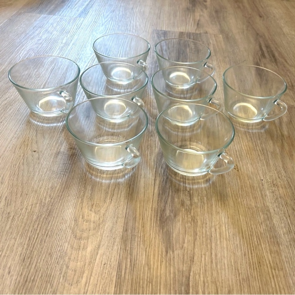 Vintage 1970’s retro glass coffee tea mugs cups. Made in Spain. 8 count.